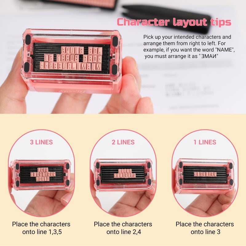 Miseyo DIY Self Inking Stamp Up to 3 Lines, Customized Text Clothing Label, Paper and Fabric Marker - Image 3